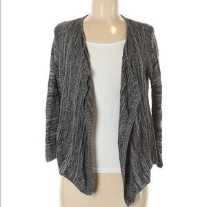Faded Glory black & white medium striped waterfall boho cardigan